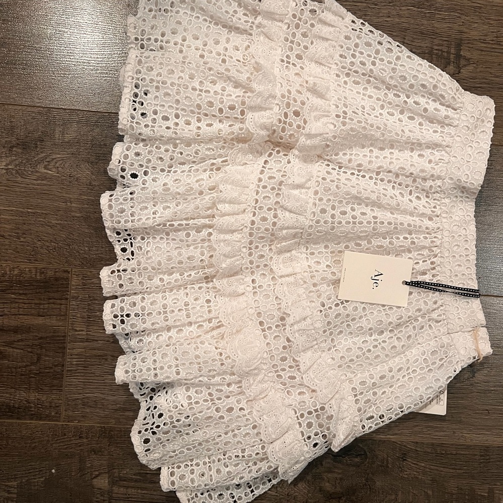 Aje Women's White Eyelet A-Line Skirt